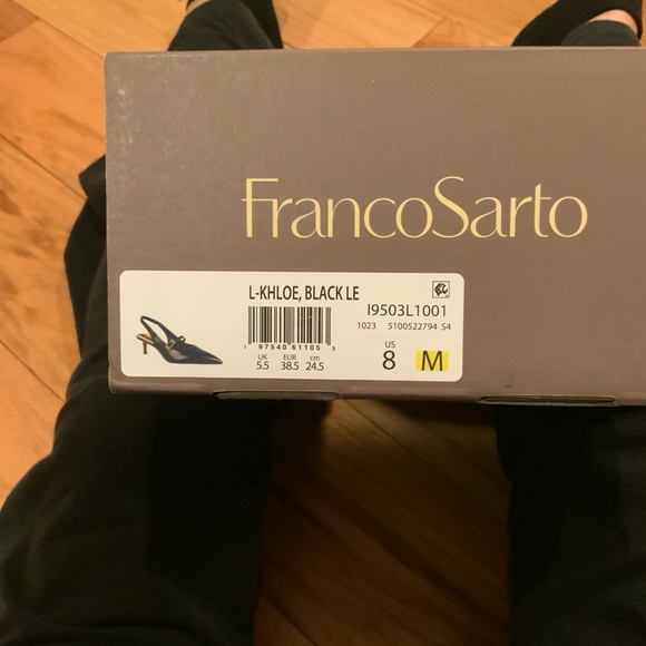 Franco Sarto Black Leather Slingback Heels - Picture 8 of 12
